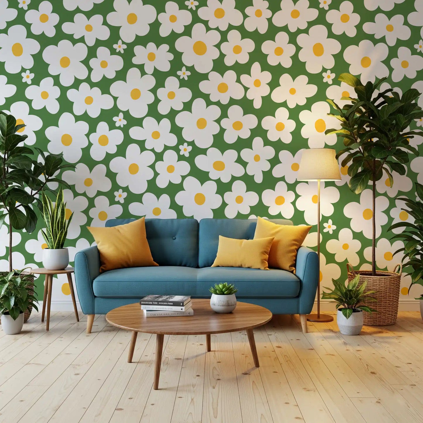 Retro Daisy Meadow Wall Mural