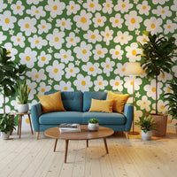 Retro Daisy Meadow Wall Mural
