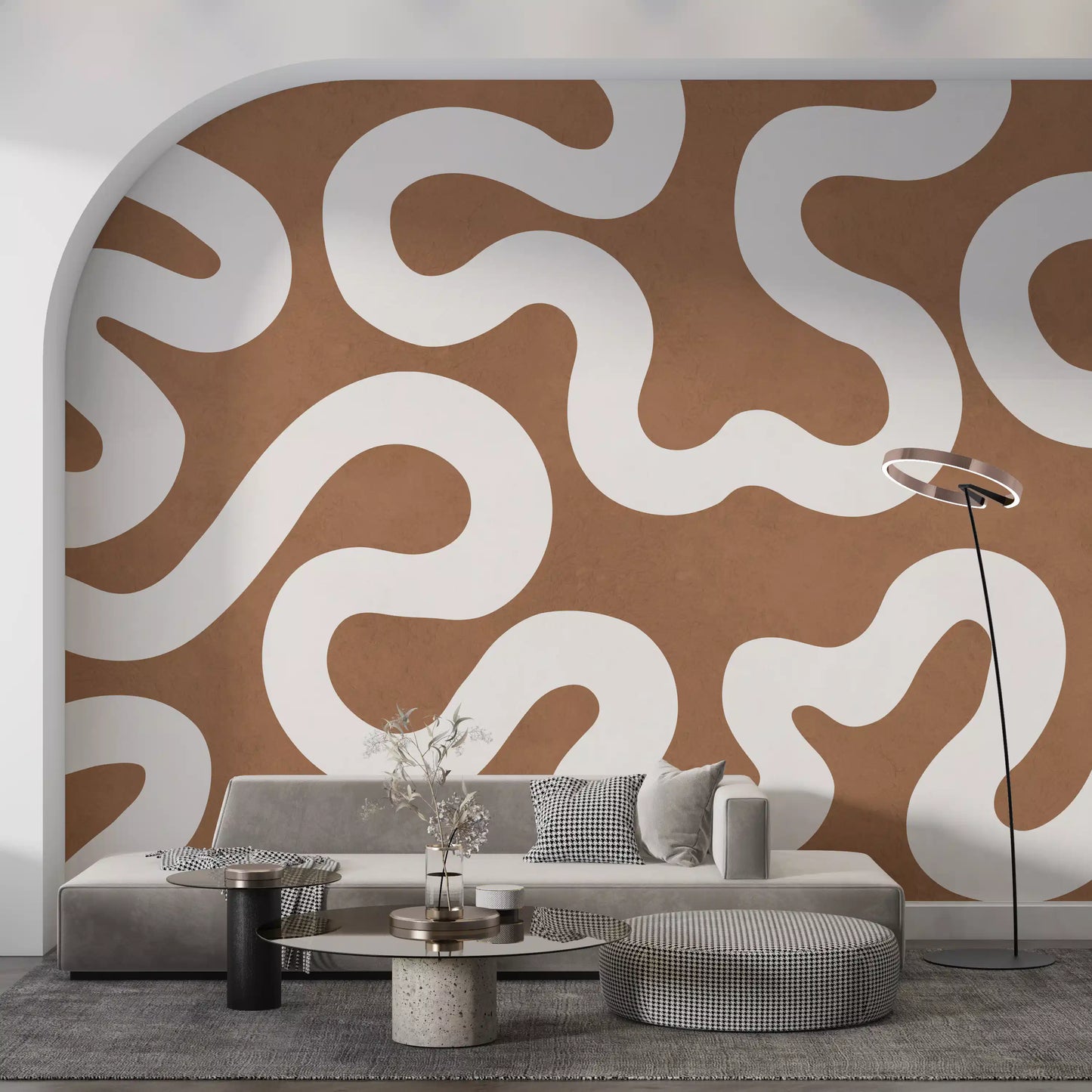 Creamy Swirls on Terracotta Wall Mural