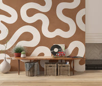 Creamy Swirls on Terracotta Wall Mural