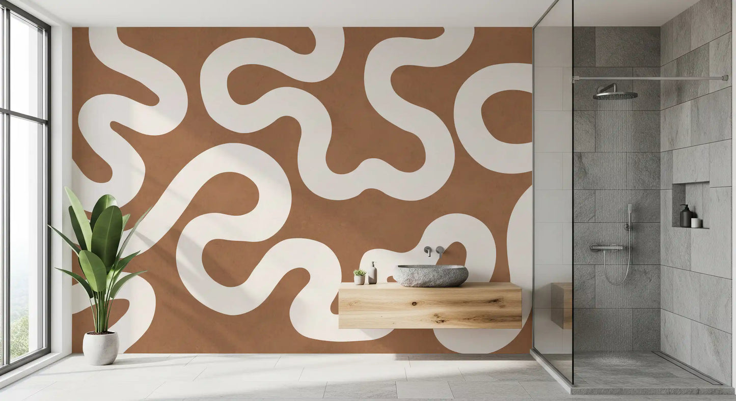 Creamy Swirls on Terracotta Wall Mural