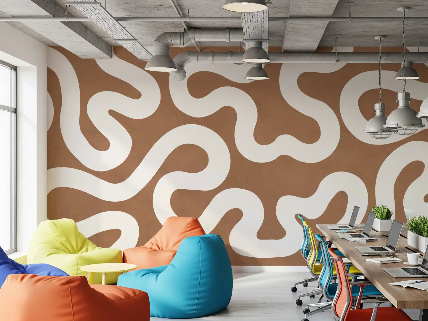 Creamy Swirls on Terracotta Wall Mural