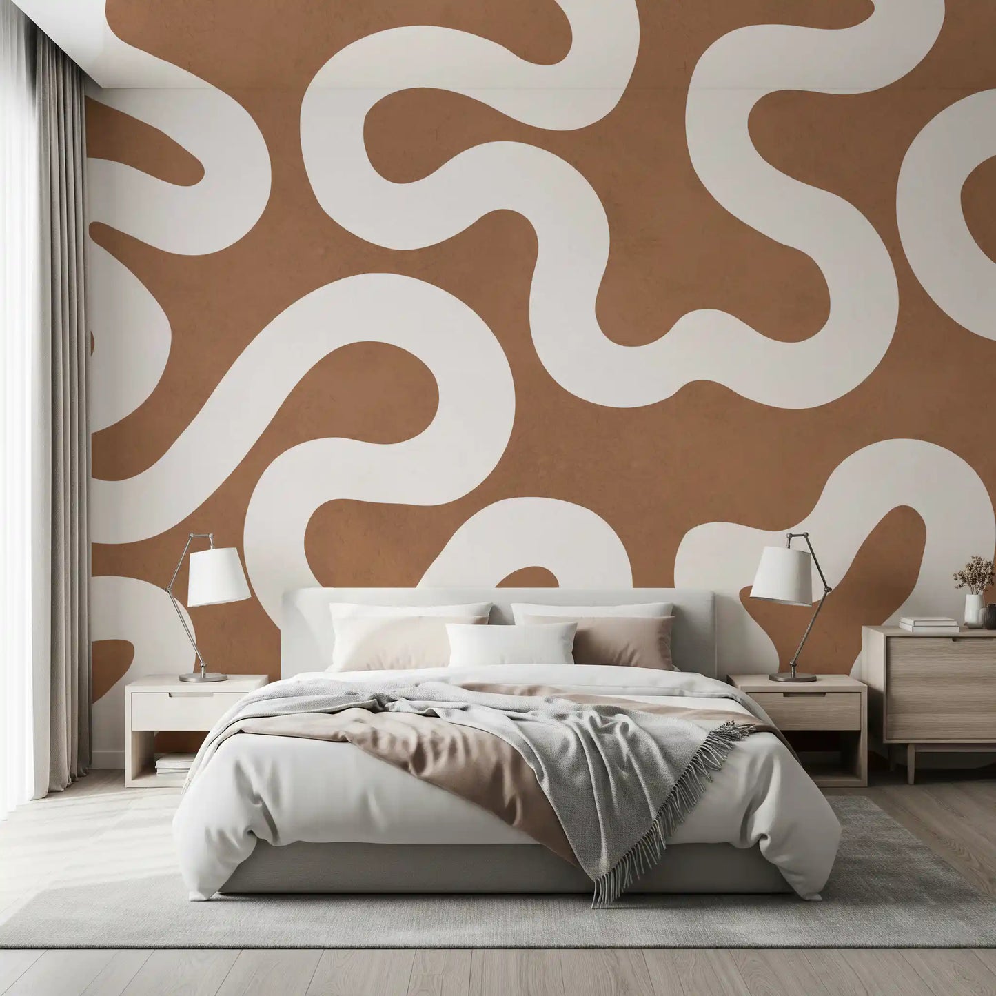 Creamy Swirls on Terracotta Wall Mural