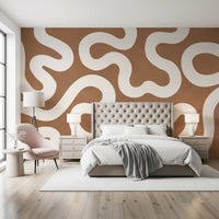 Creamy Swirls on Terracotta Wall Mural