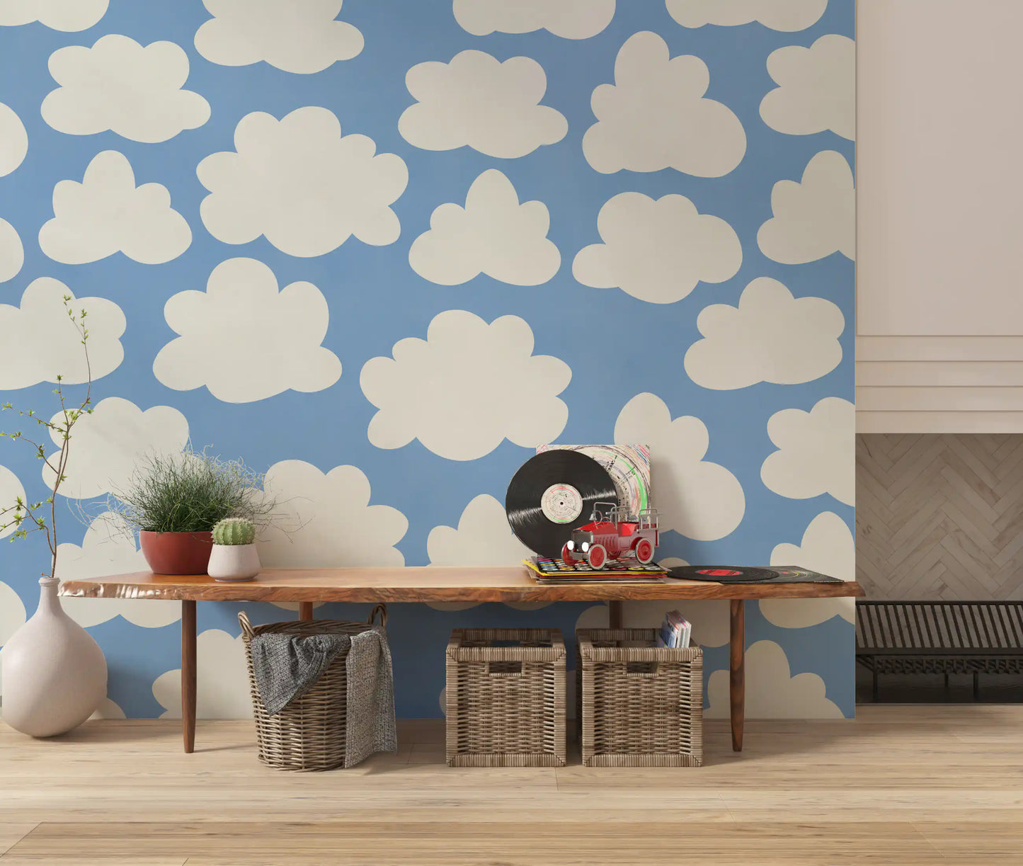 Dreamy Sky Clouds Pattern Wall Mural
