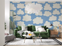 Dreamy Sky Clouds Pattern Wall Mural