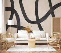 Monochrome Sculptural Loops Wall Mural