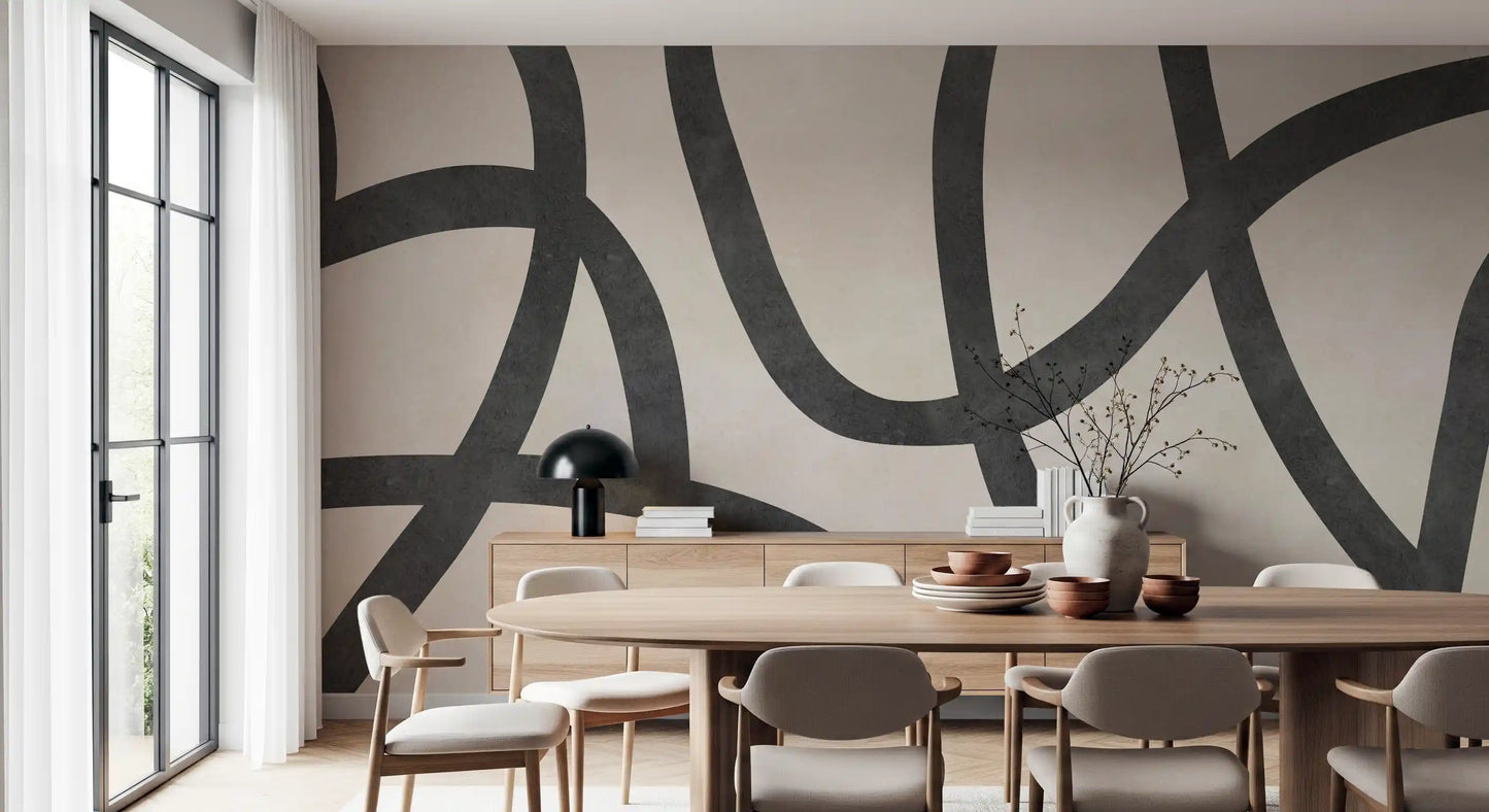 Monochrome Sculptural Loops Wall Mural