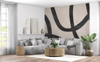 Monochrome Sculptural Loops Wall Mural