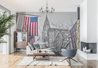 Patriotic Manhattan Cityscape Landmark Wall Mural