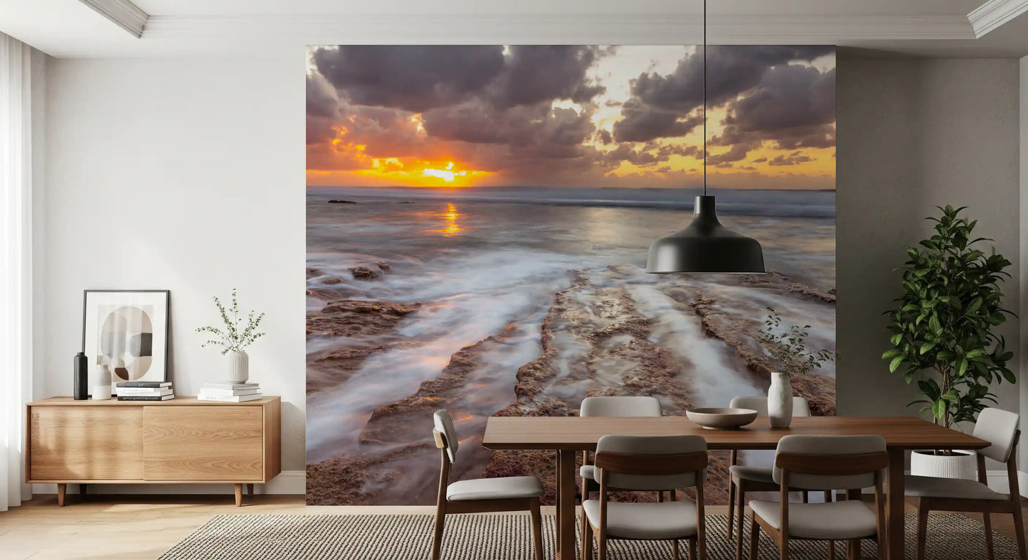 Golden Ocean Sunset Horizon Wall Mural