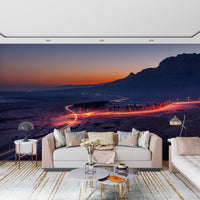 Desert Highway Sunset Horizon Wall Mural