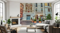 Italian Piazza Street Scene Wall Mural