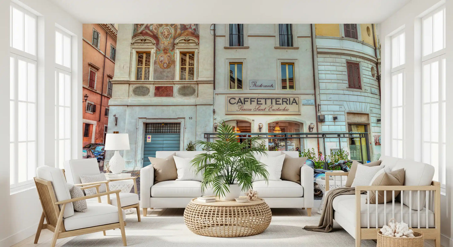 Italian Piazza Street Scene Wall Mural