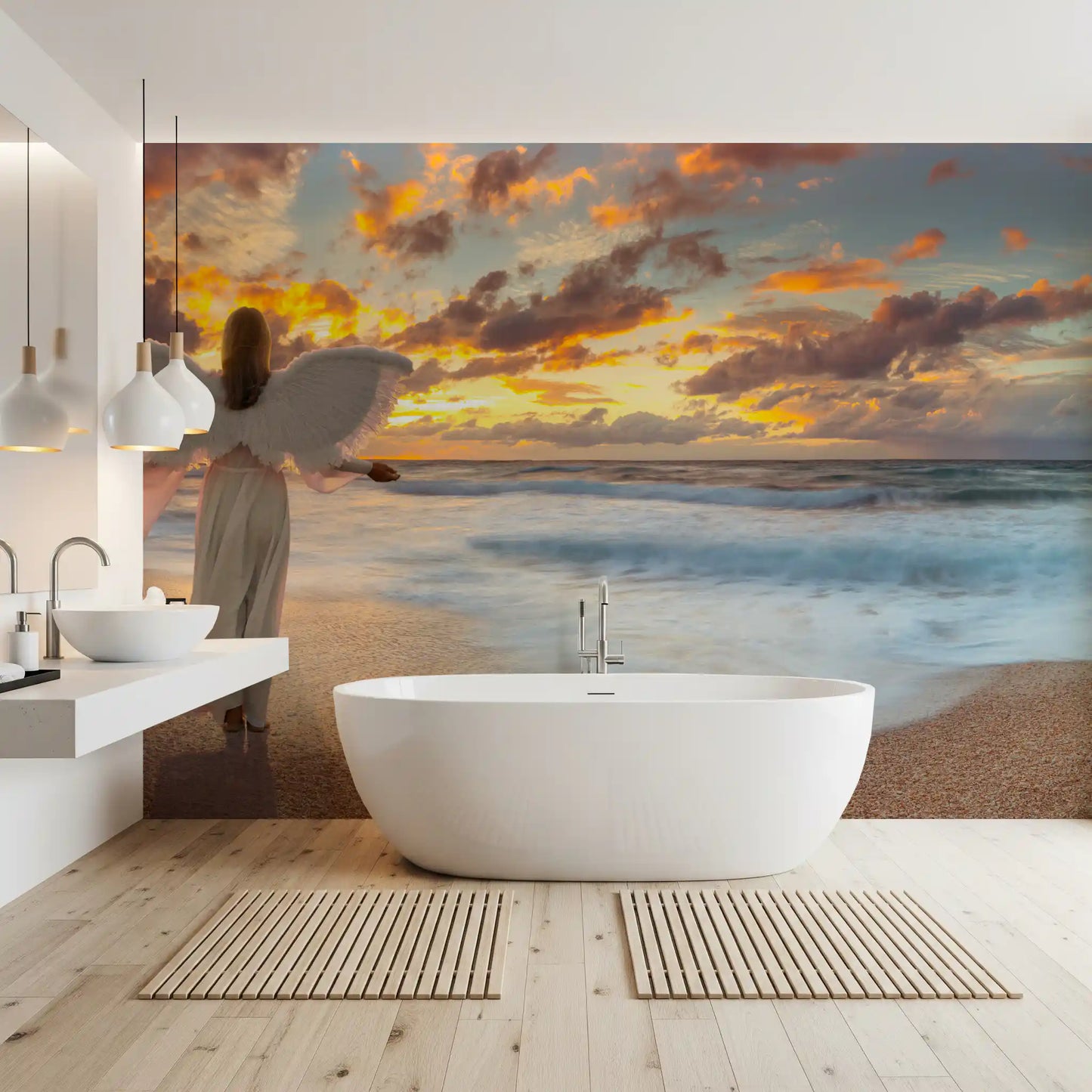 Celestial Guardian at Sunset Shore Wall Mural