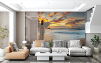 Celestial Guardian at Sunset Shore Wall Mural