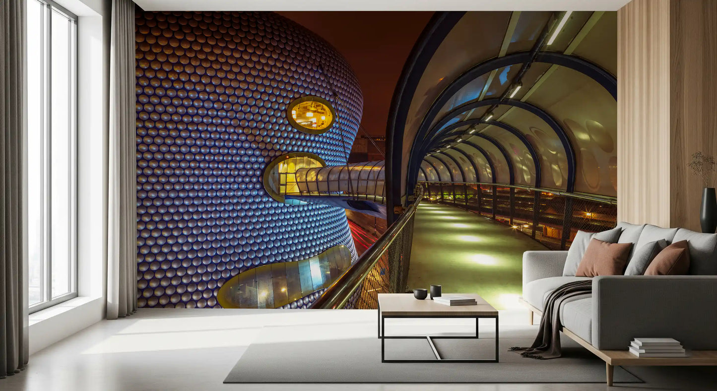 Futuristic Metallic Orb Passage Wall Mural