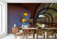 Futuristic Metallic Orb Passage Wall Mural
