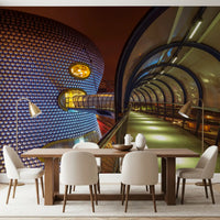 Futuristic Metallic Orb Passage Wall Mural