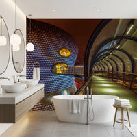 Futuristic Metallic Orb Passage Wall Mural