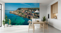 Mediterranean Coastal Village Harbor Wall Mural