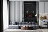 Scarlet Roses on Antique Iron Gate Wall Mural