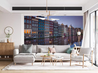 Amsterdam Canal Dusk Architecture Wall Mural