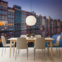 Amsterdam Canal Dusk Architecture Wall Mural
