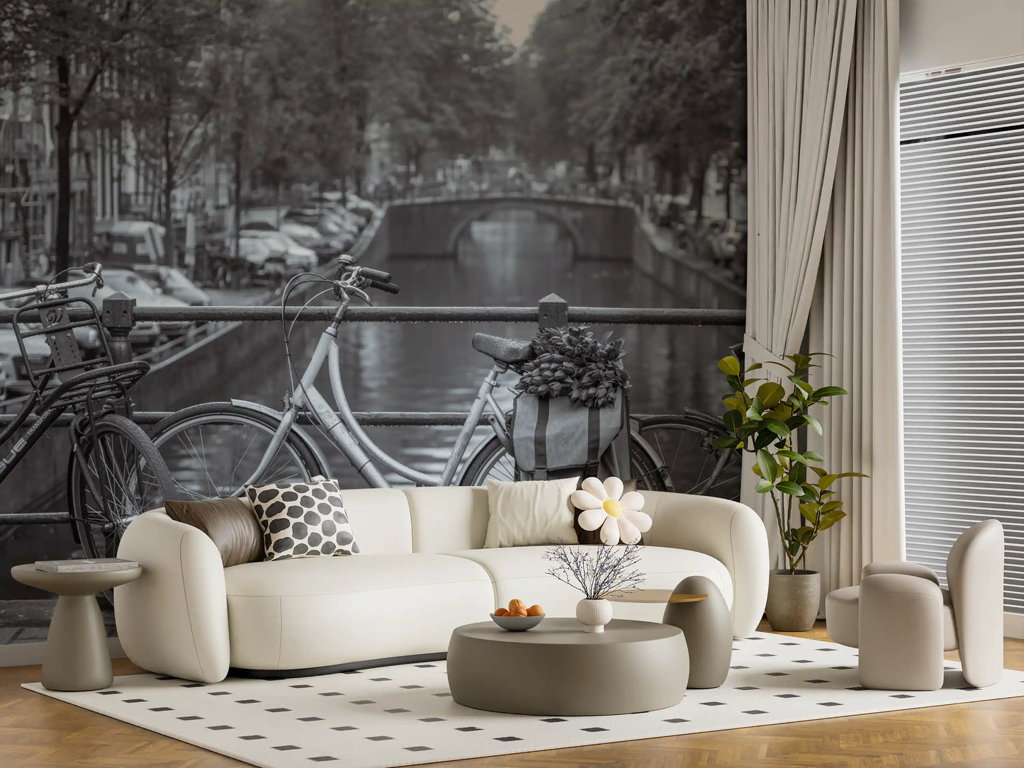 Amsterdam Canal Bicycle Scene Wall Mural