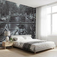 Amsterdam Canal Bicycle Scene Wall Mural