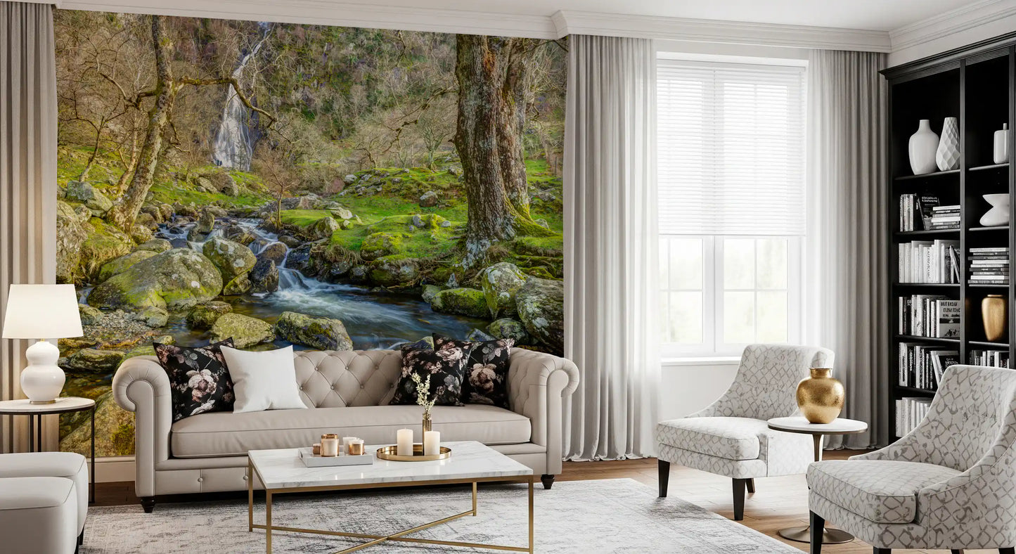 Cascading Highland Waterfall Stream Wall Mural