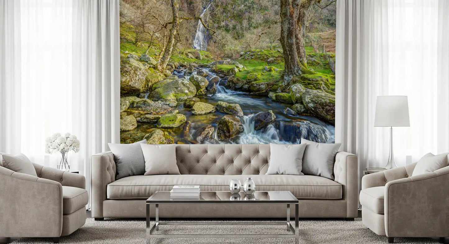 Cascading Highland Waterfall Stream Wall Mural