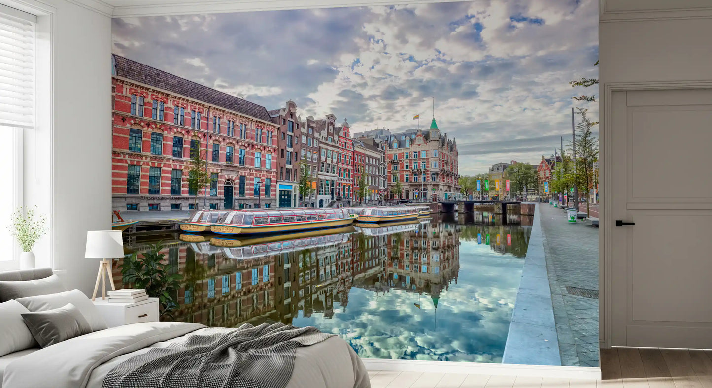 Amsterdam Canal Reflections Wall Mural