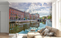 Amsterdam Canal Reflections Wall Mural