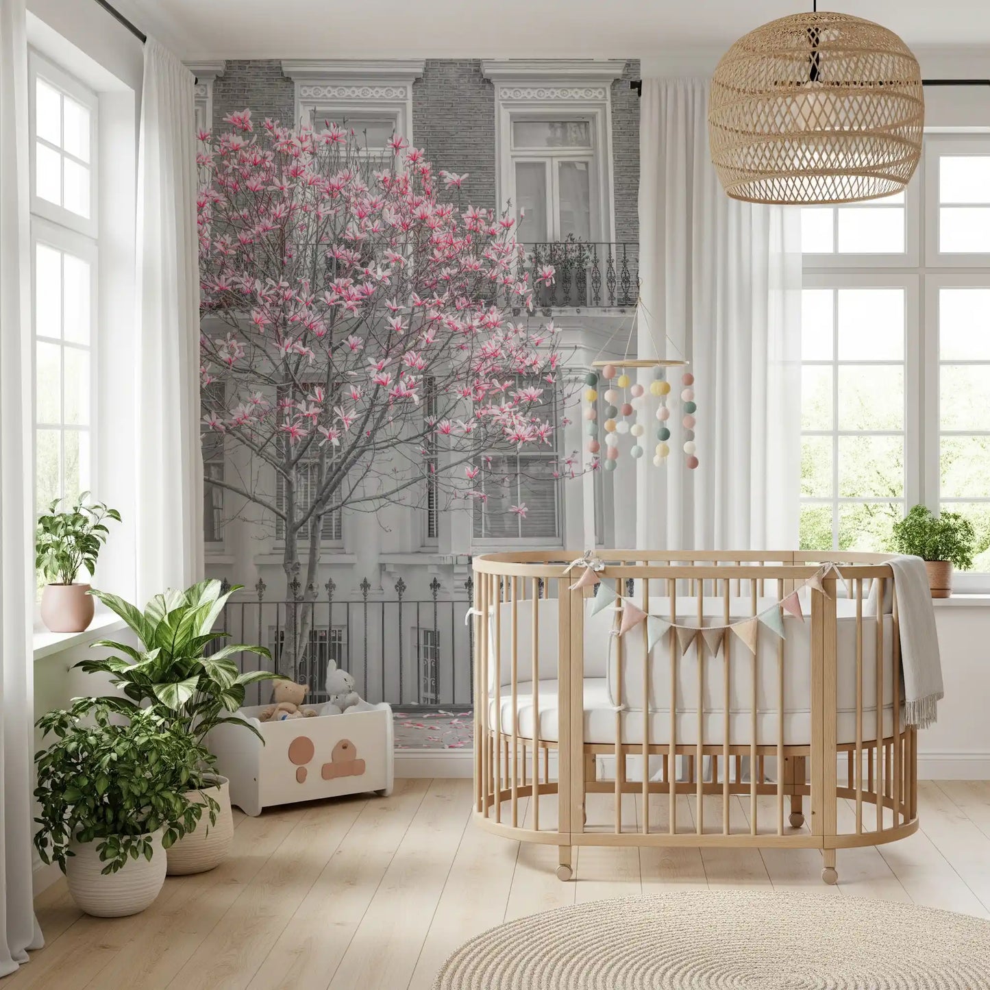 Spring Magnolia Urban Bloom Wall Mural