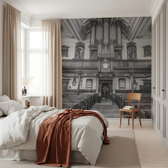 Historic Cathedral Pipe Organ Interior Wall Mural