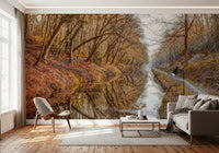 Autumn Canal Reflections Wall Mural