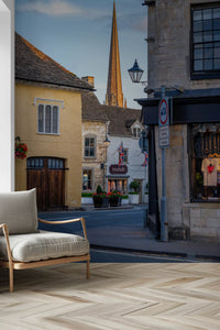 Old English Market Town Streetscape Wall Mural