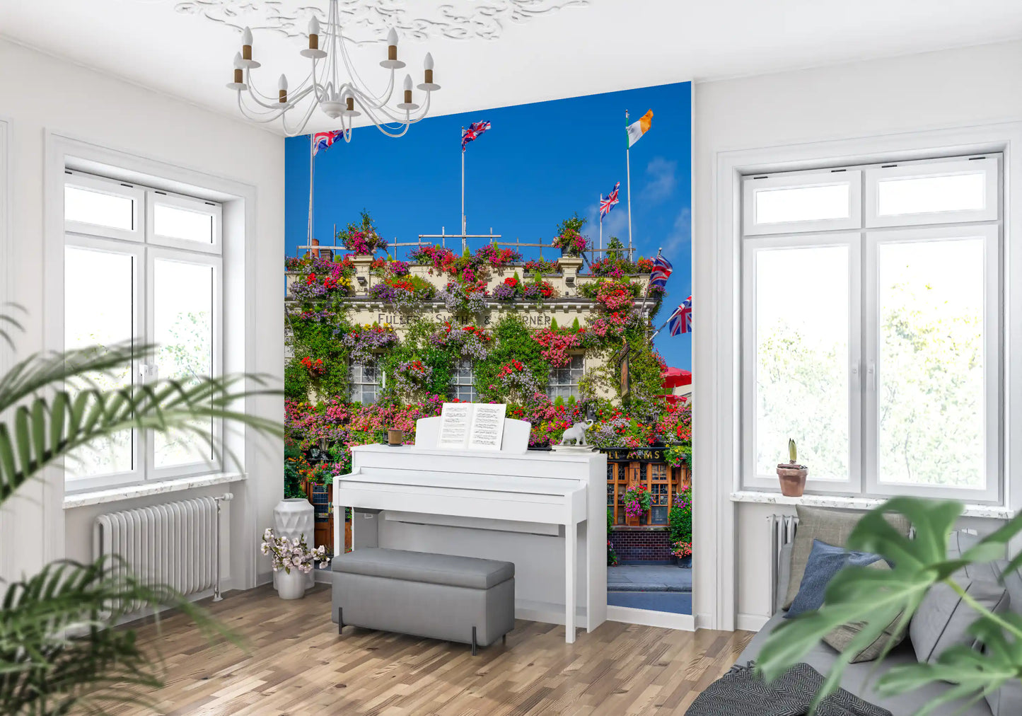 London Floral Pub Exterior Wall Mural