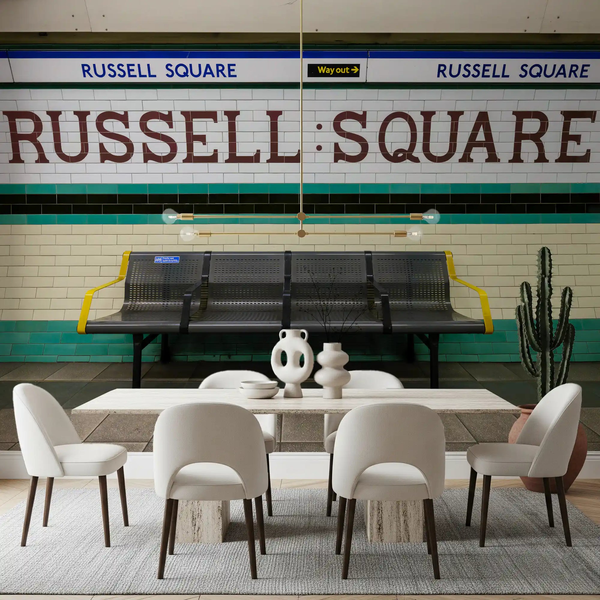 the Russell Square tube station sign in a dining room Wall mural GD11169

