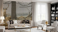 Majestic Woodland Stag in Misty Forest Wall Mural