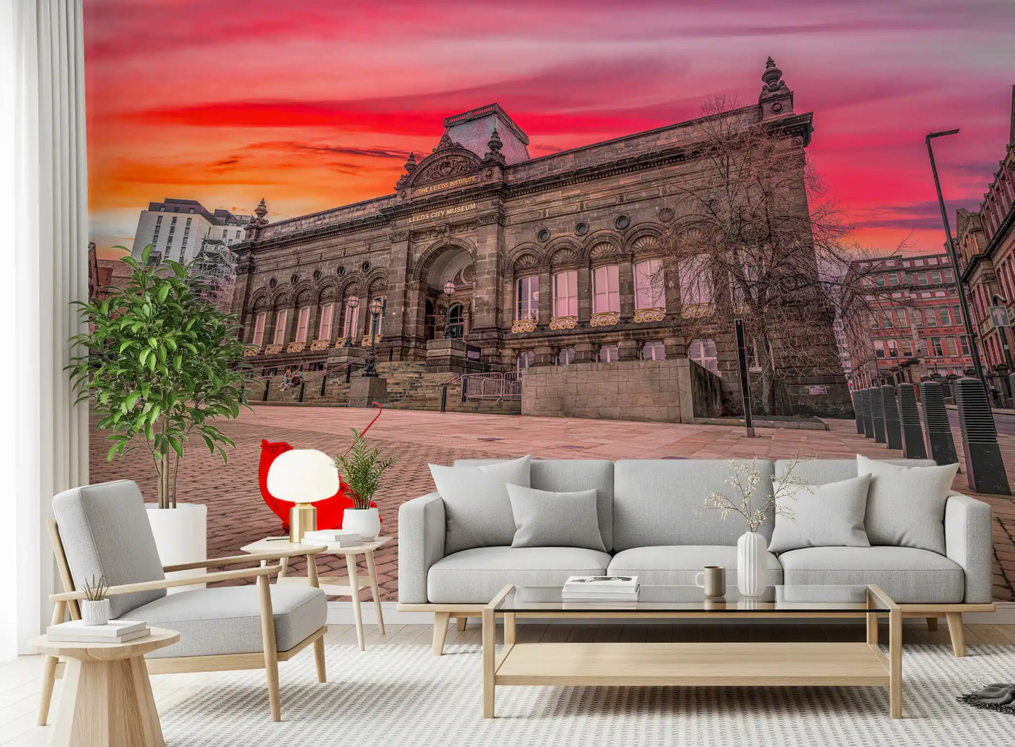 Urban Red Umbrella Sunset Wall Mural