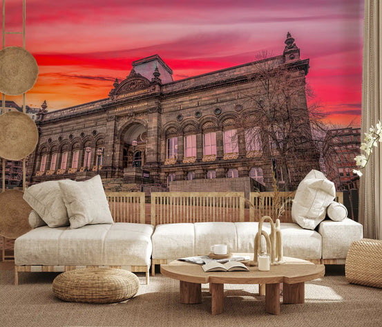 Urban Red Umbrella Sunset Wall Mural