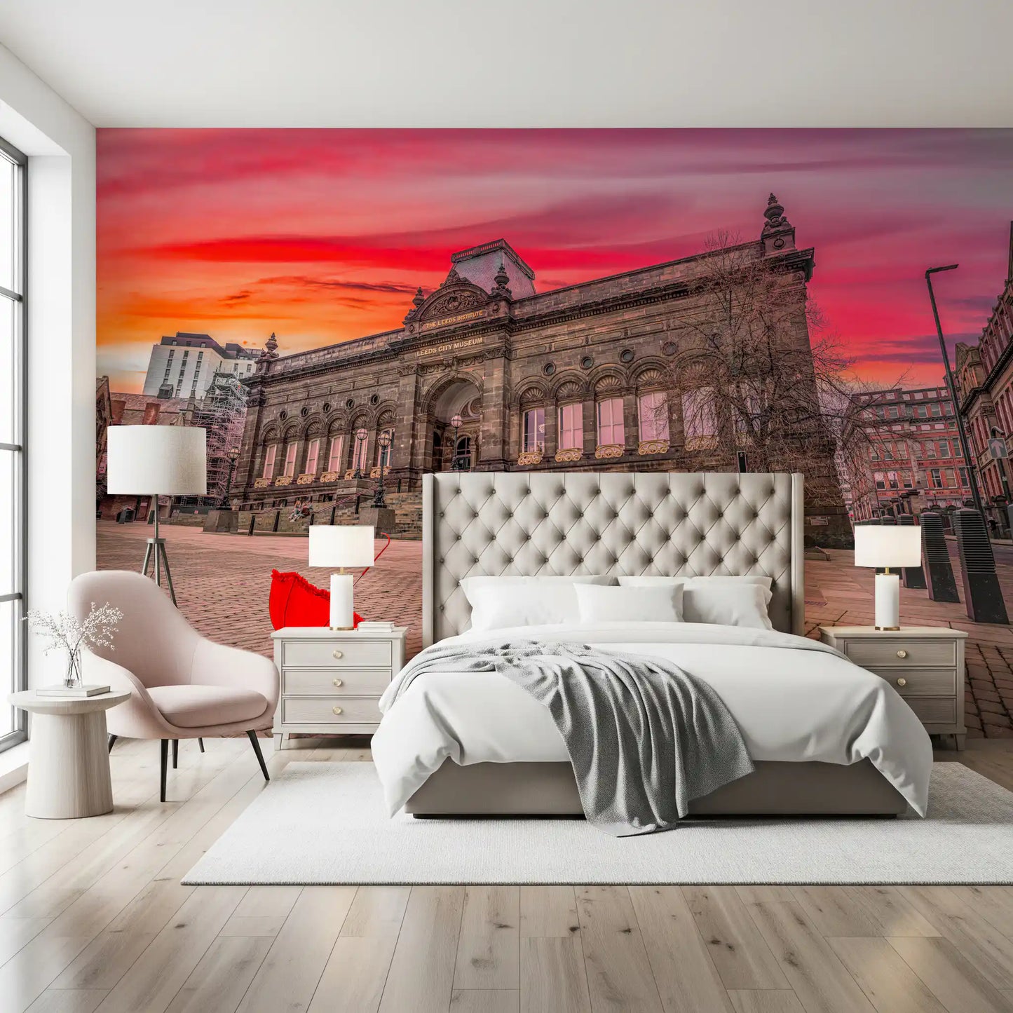 Urban Red Umbrella Sunset Wall Mural