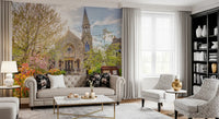 Sunlit English Church Garden Wall Mural