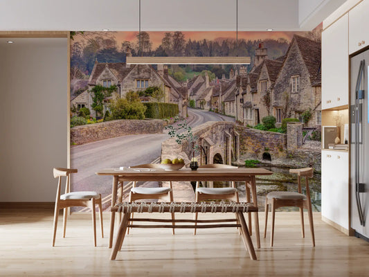 Cotswold Village Sunset Wall Mural