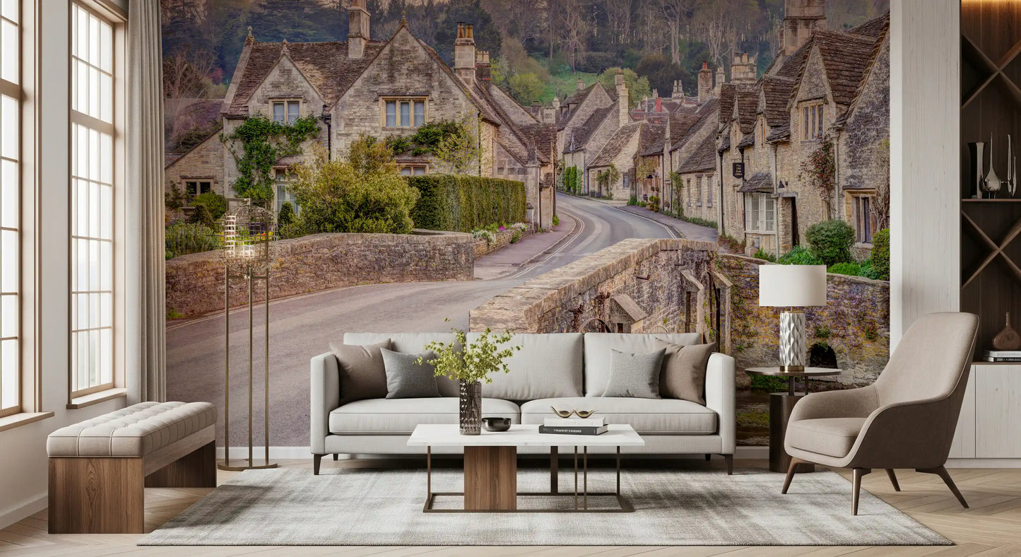 Cotswold Village Sunset Wall Mural