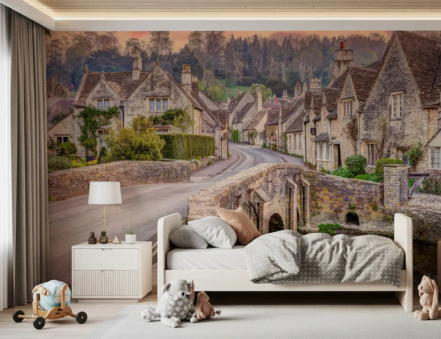 Cotswold Village Sunset Wall Mural