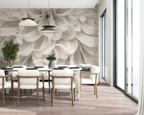 Cream Petal Macro Flow Wall Mural