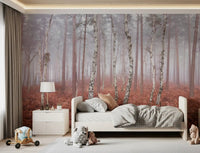Misty Woodland Awakening Wall Mural